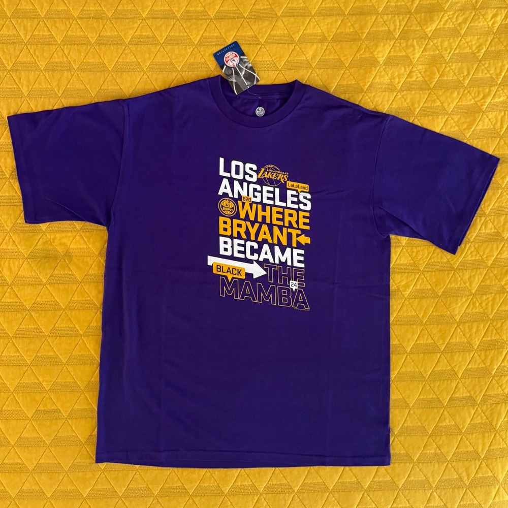 2009 Los Angeles Lakers Bryant Black Mamba T-Shirt Purple NBA Deadstock Large‎